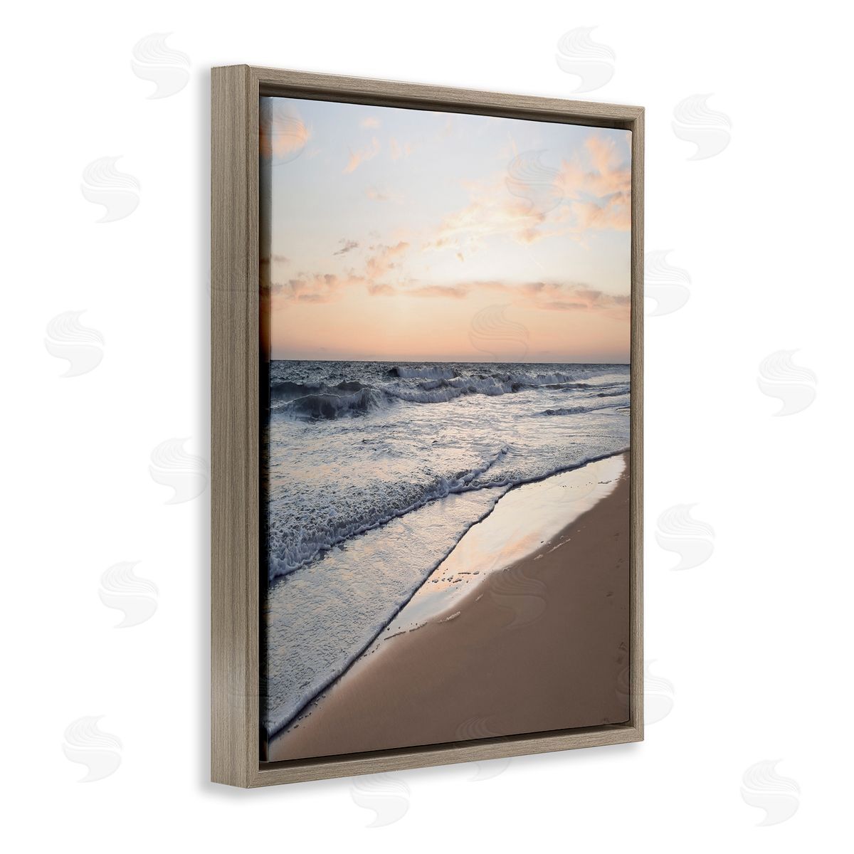 Natalie Carpentieri Beach Tide at Sunset Brown Floating Frame Canvas Wall Art Print