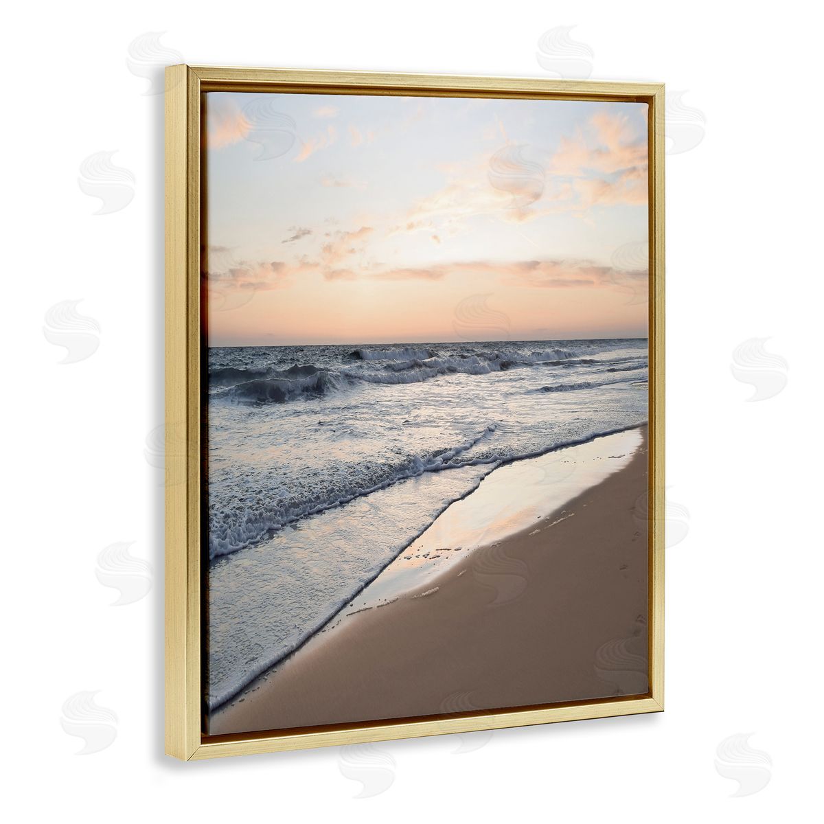 Natalie Carpentieri Beach Tide at Sunset Gold Floating Frame Canvas Wall Art Print