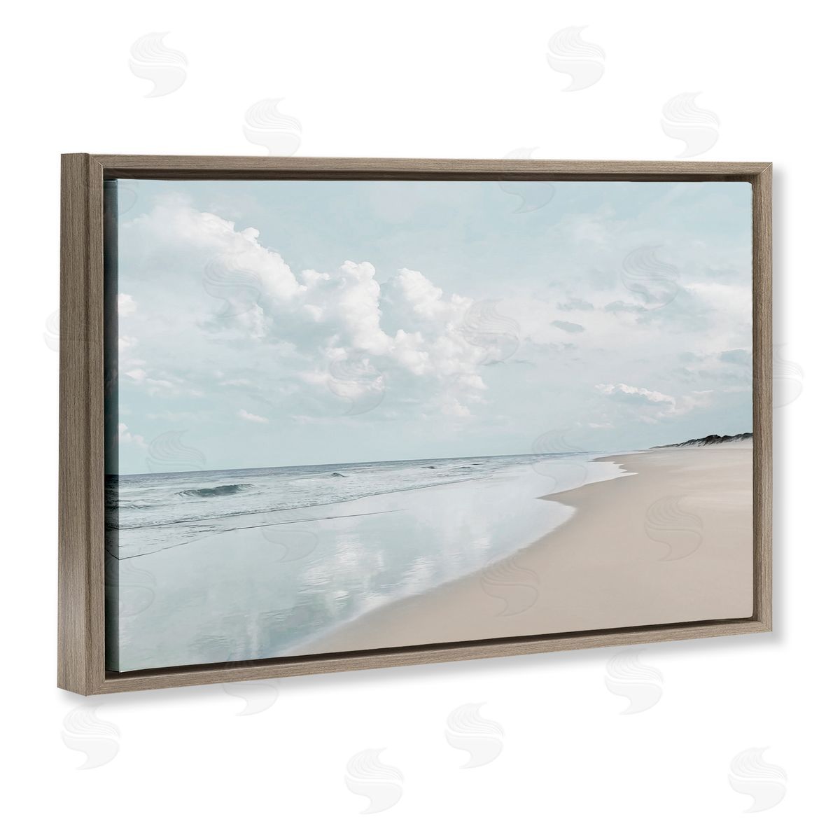Natalie Carpentieri Endless Beach View Brown Floating Frame Canvas Wall Art Print