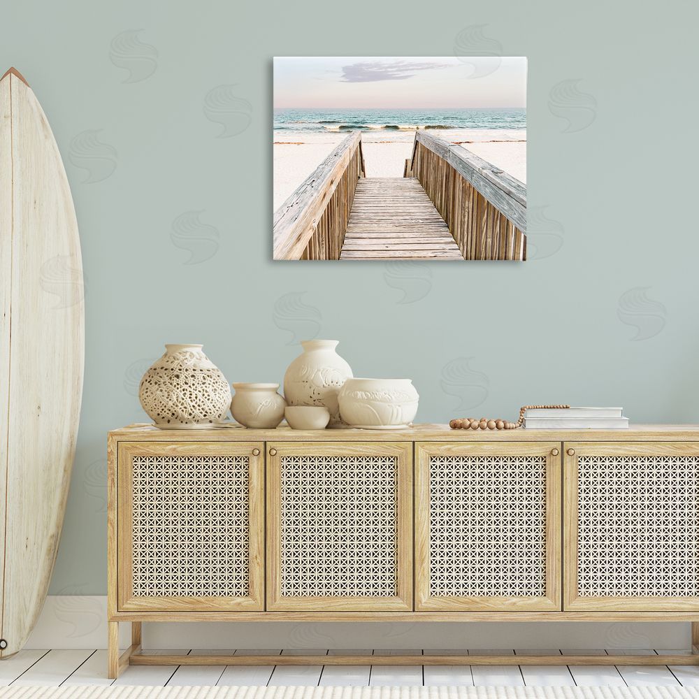 Nan Steps to Beach Shore Canvas Wall Art Print in Room