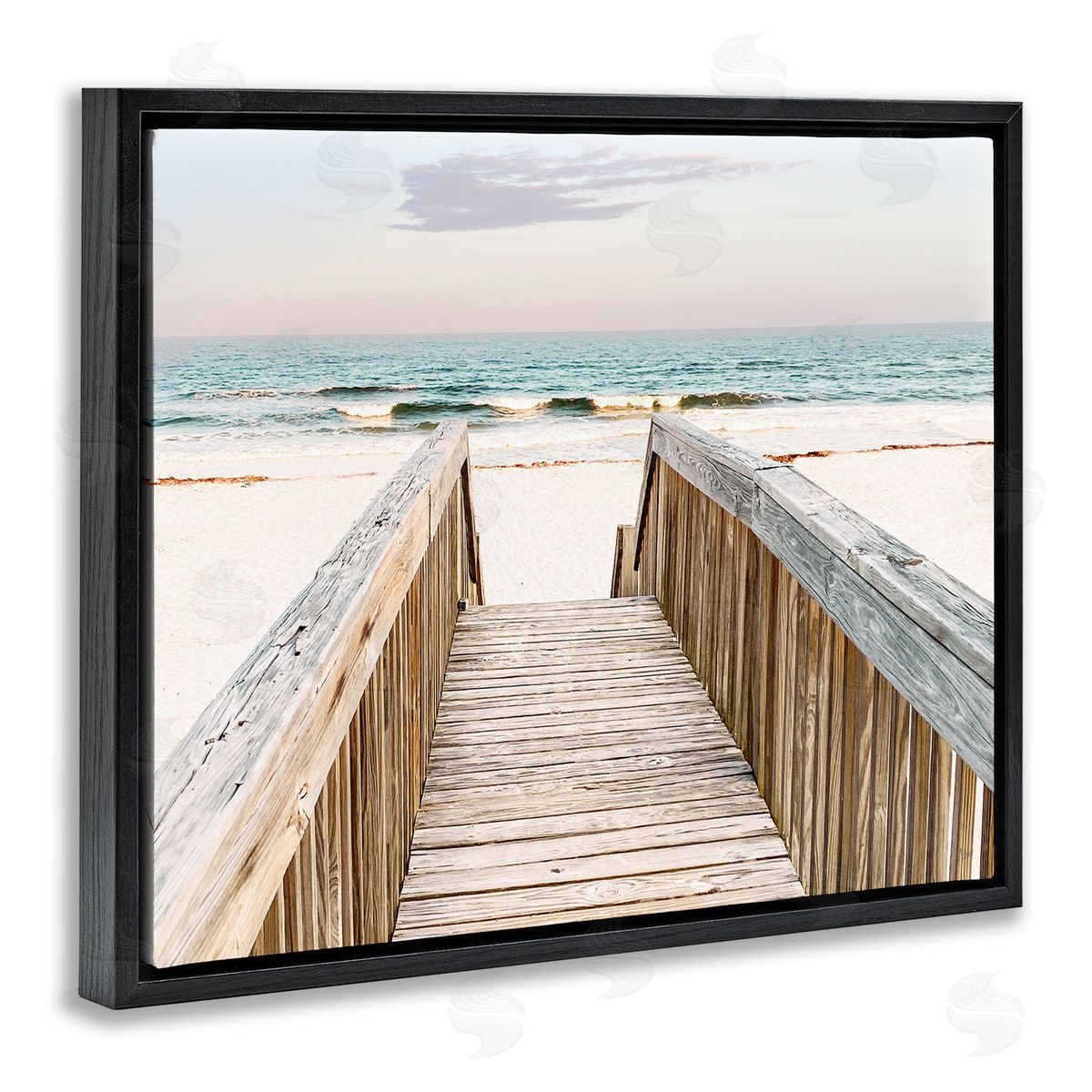 Nan Steps to Beach Shore Black Floating Frame Canvas Wall Art Print