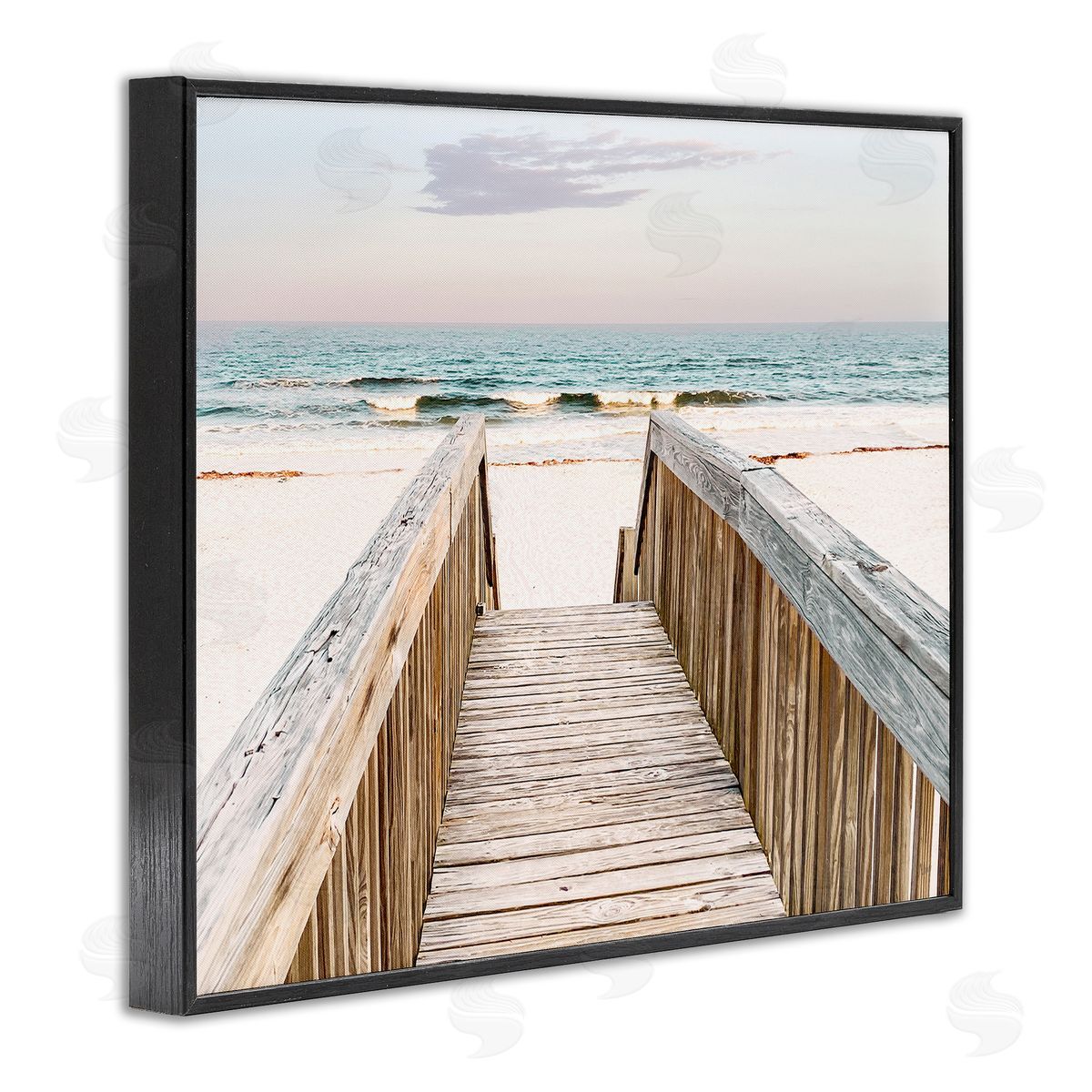 Nan Steps to Beach Shore Black Framed Giclee Wall Art Print