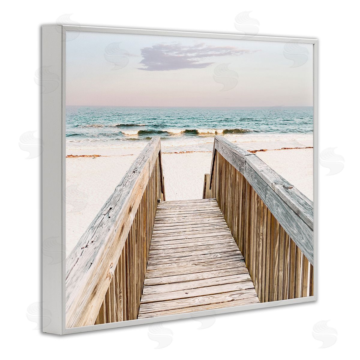 Nan Steps to Beach Shore White Framed Giclee Wall Art Print