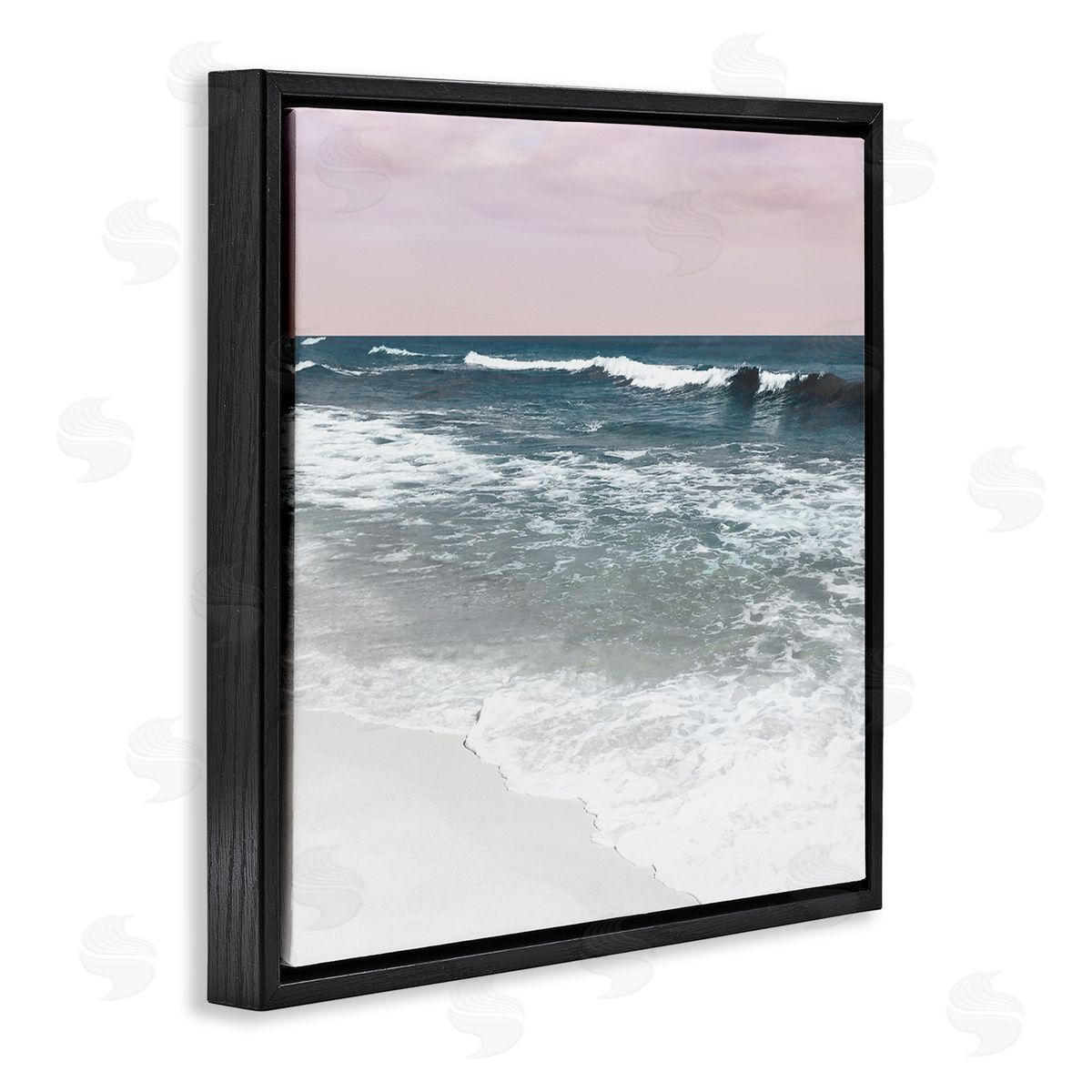 Nan Rolling Waves Seascape Black Floating Frame Canvas Wall Art Print
