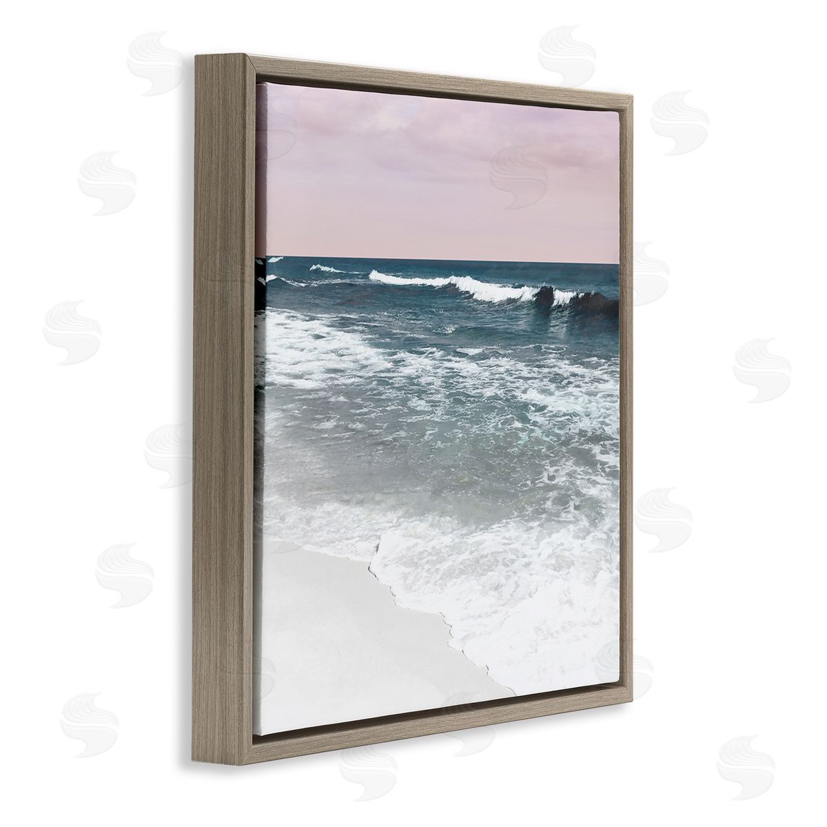 Nan Rolling Waves Seascape Brown Floating Frame Canvas Wall Art Print