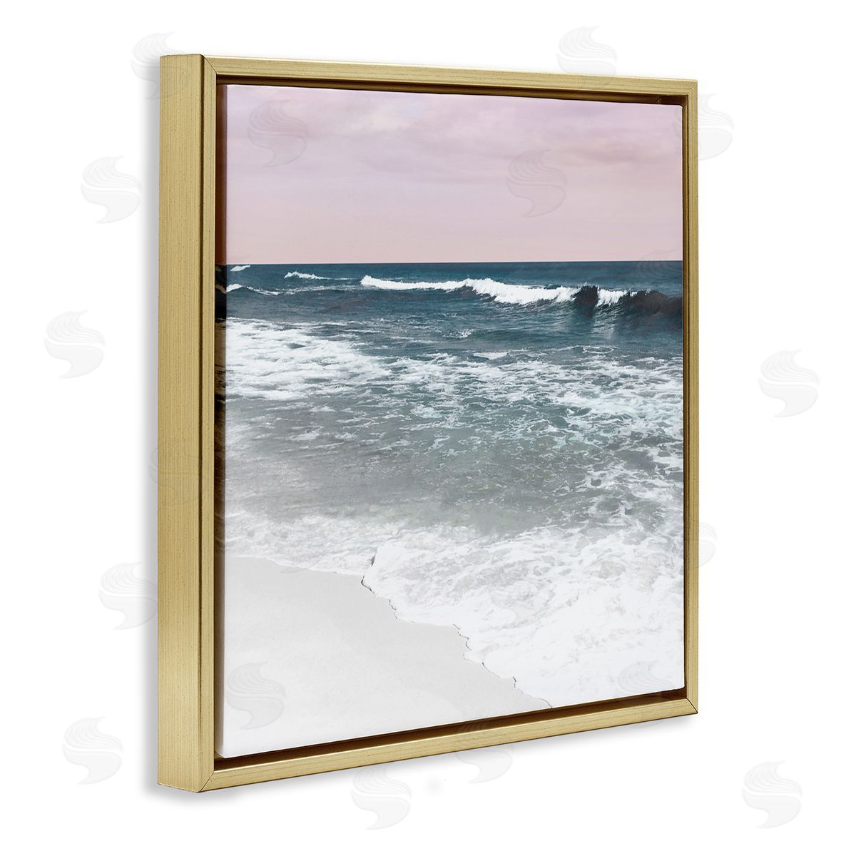 Nan Rolling Waves Seascape Gold Floating Frame Canvas Wall Art Print