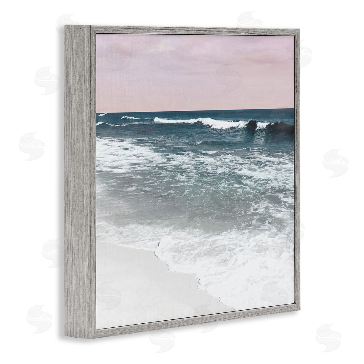 Nan Rolling Waves Seascape Gray Framed Giclee Wall Art Print