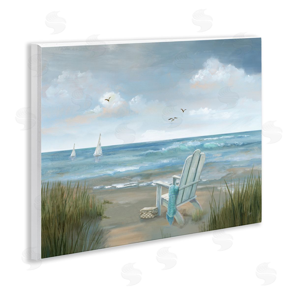 Nan Soothing Beach Scenery Wooden Wall Plaque Art Print