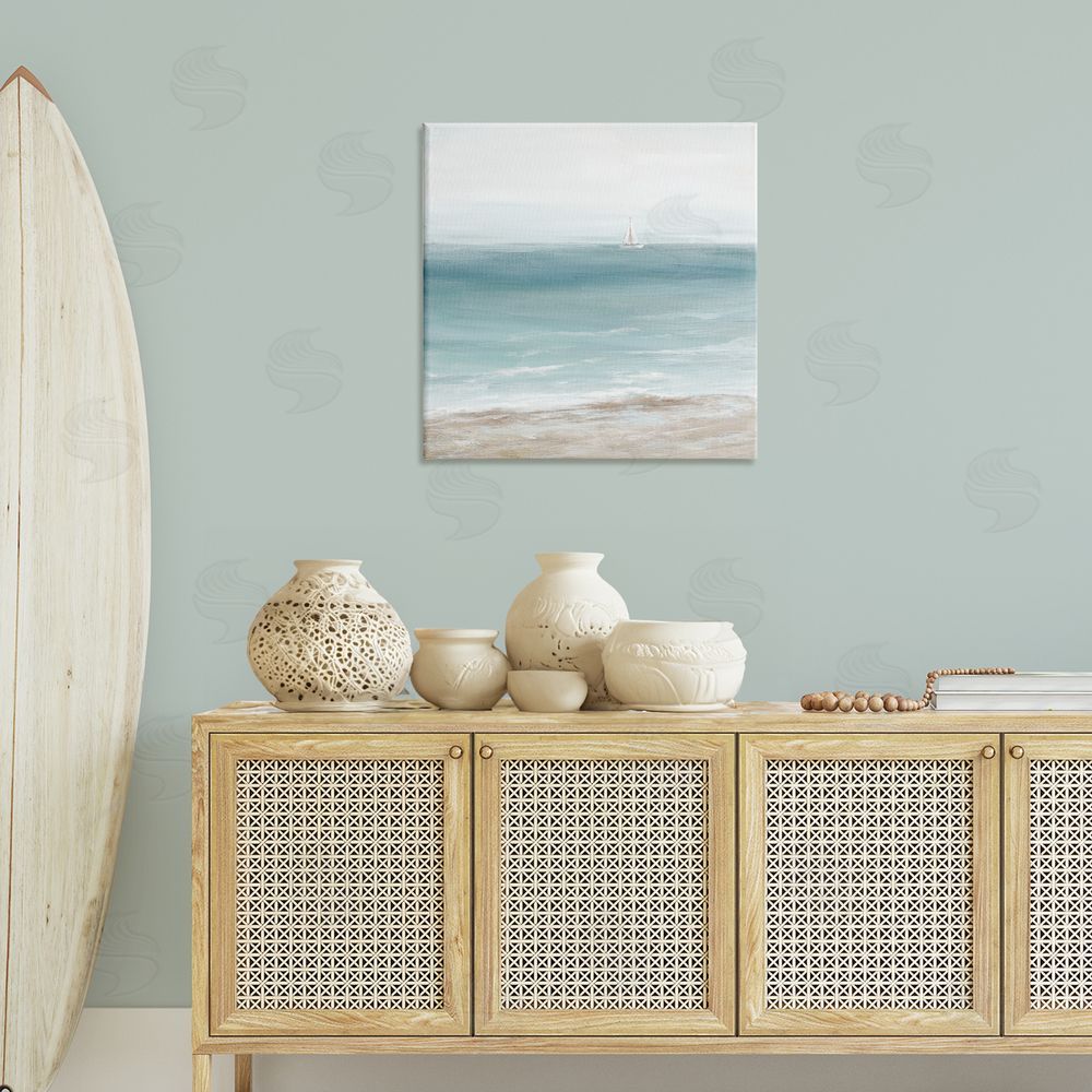 Nan Distant White Sailboat Canvas Wall Art Print in Room