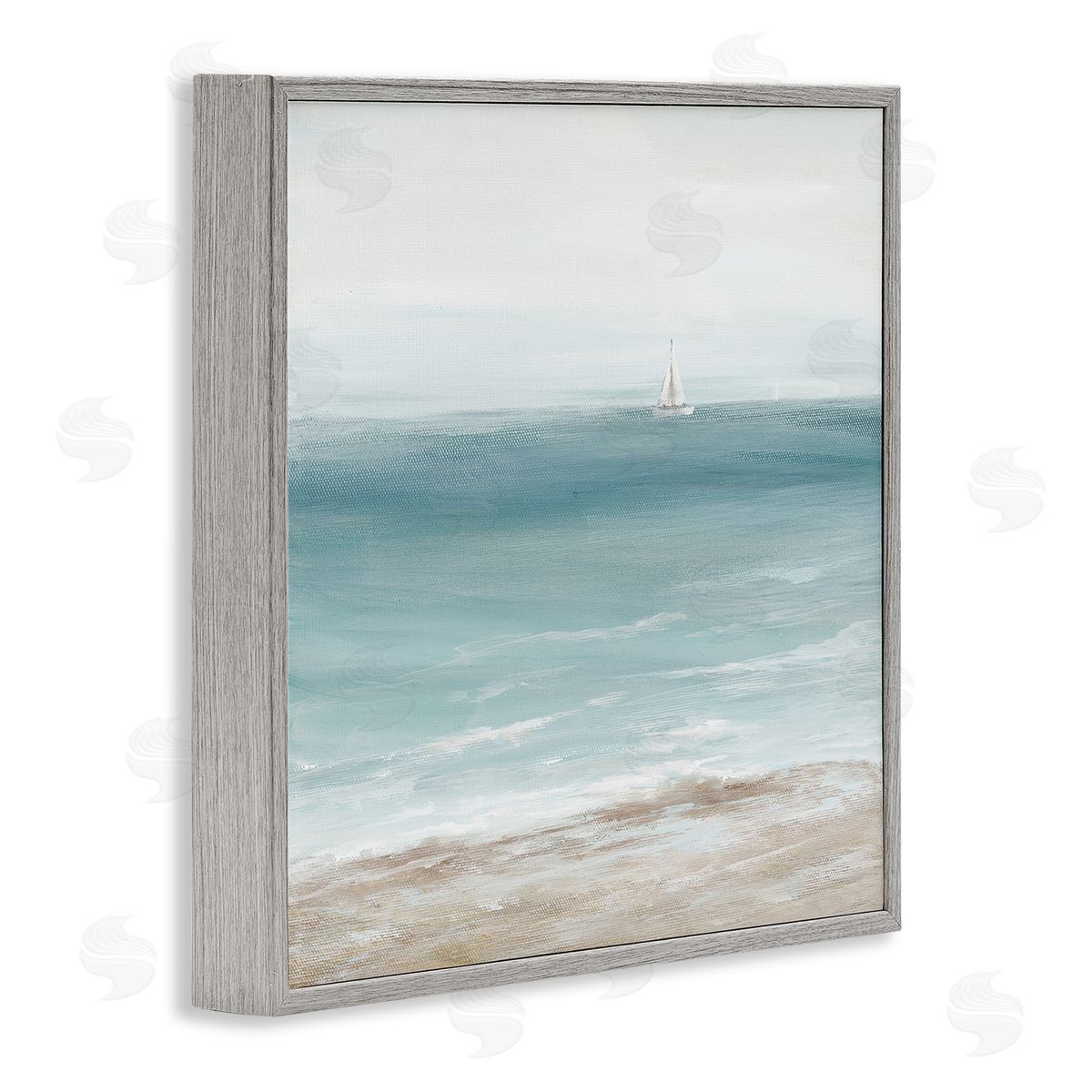 Nan Distant White Sailboat Gray Framed Giclee Wall Art Print