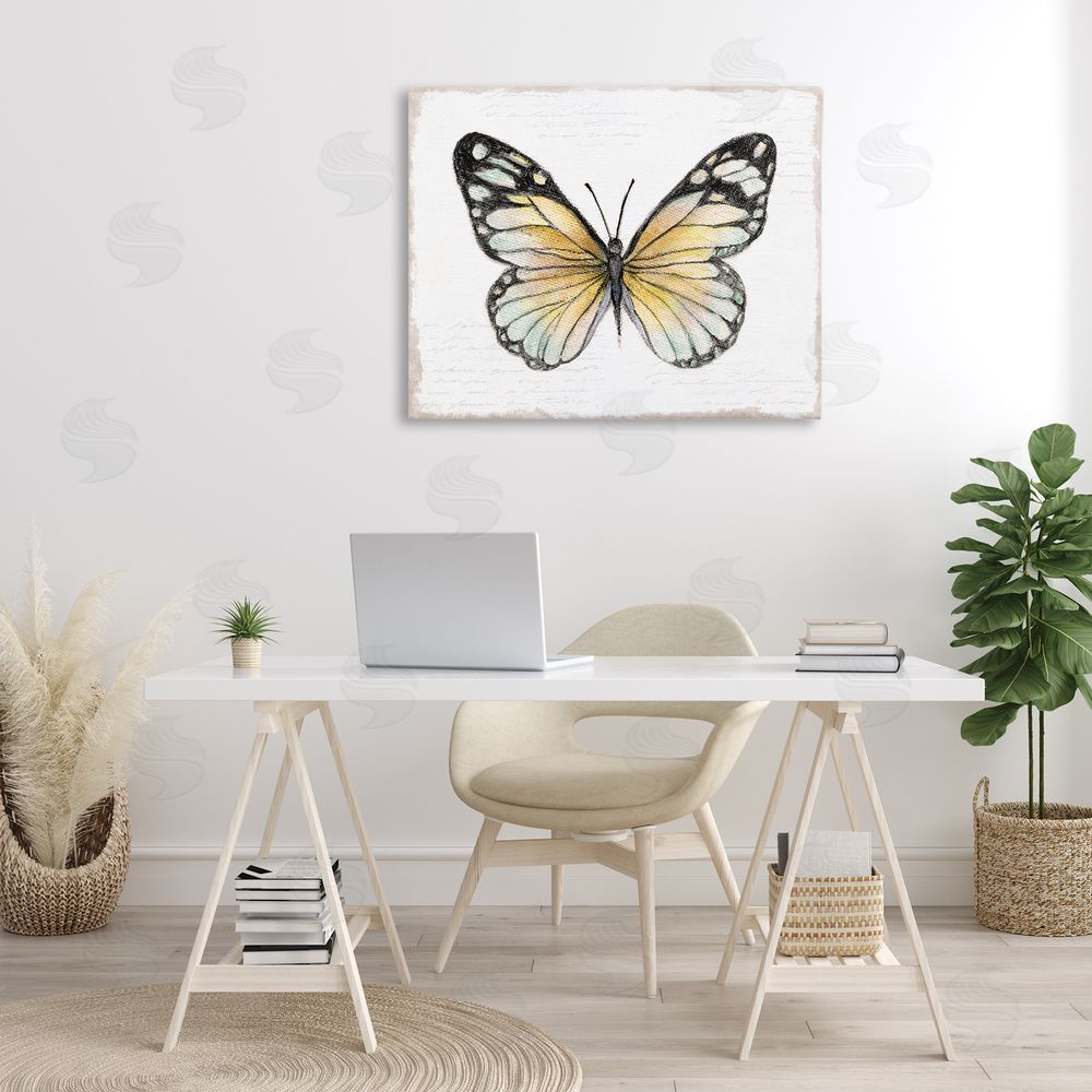 Janet Tava Country Butterfly on White Canvas Wall Art Print in Room