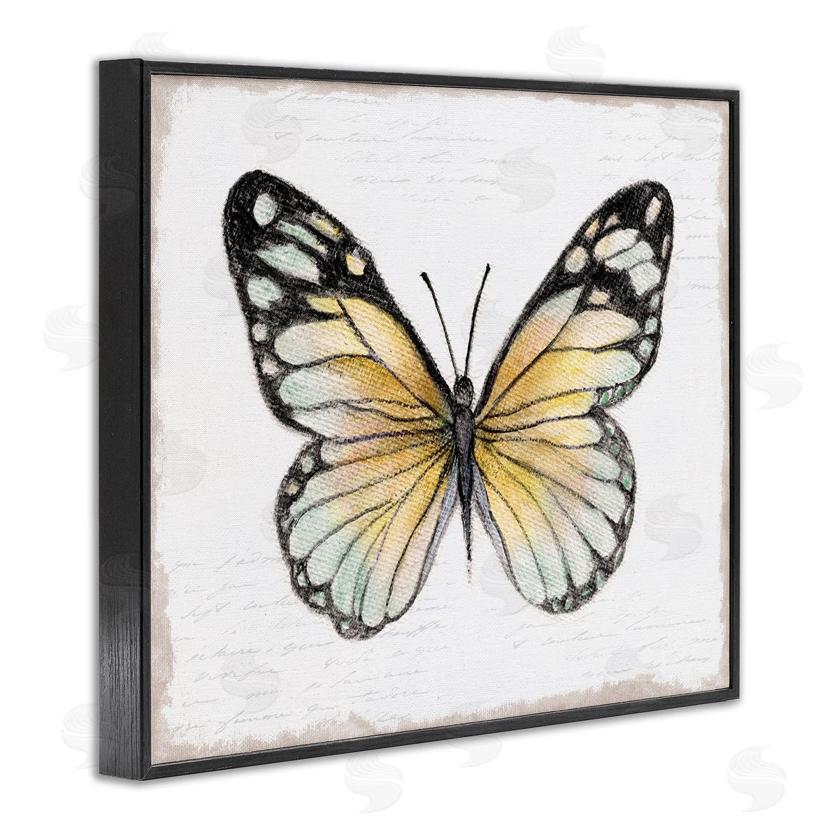 Janet Tava Country Butterfly on White Black Framed Giclee Wall Art Print