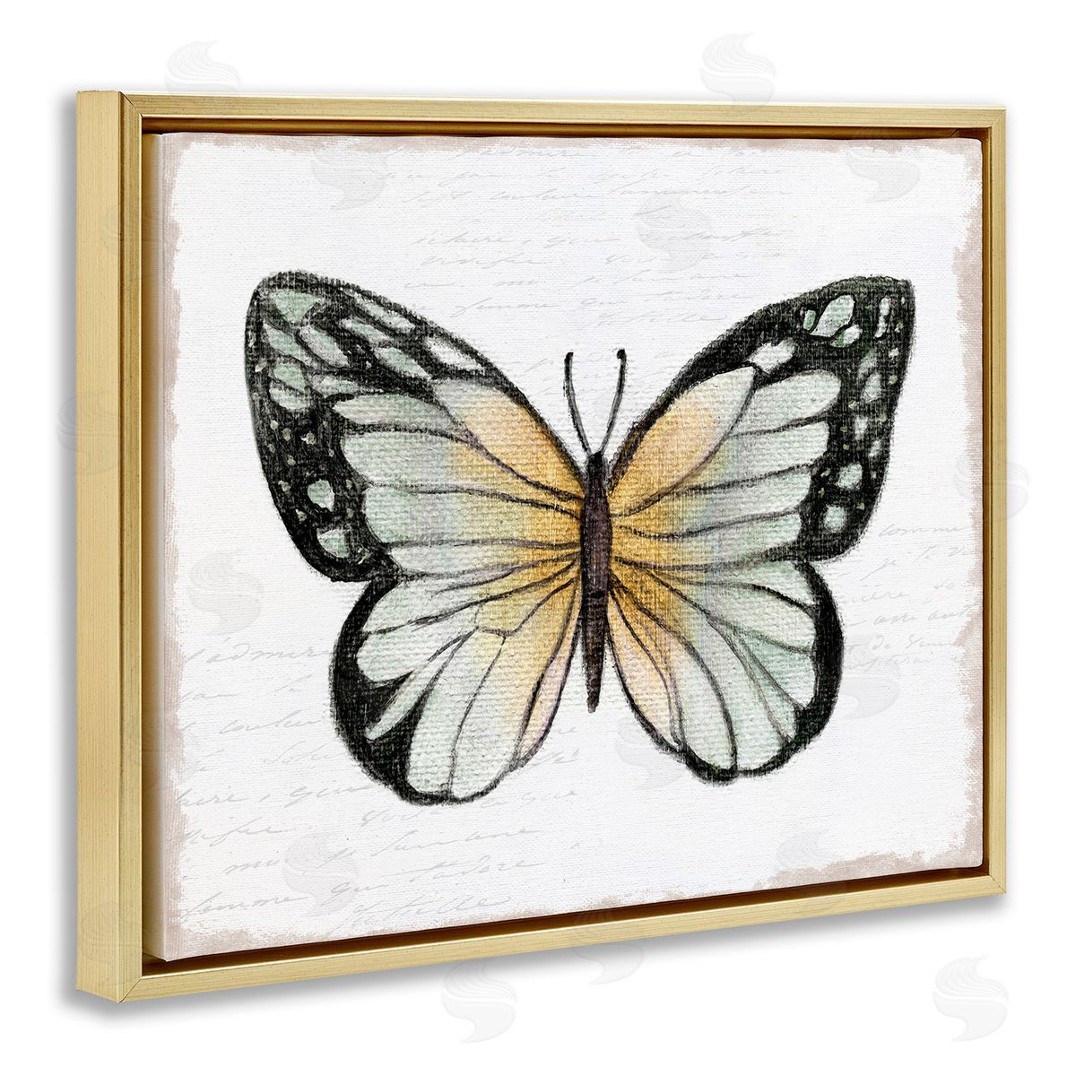 Janet Tava Monarch Butterfly Visage Gold Floating Frame Canvas Wall Art Print