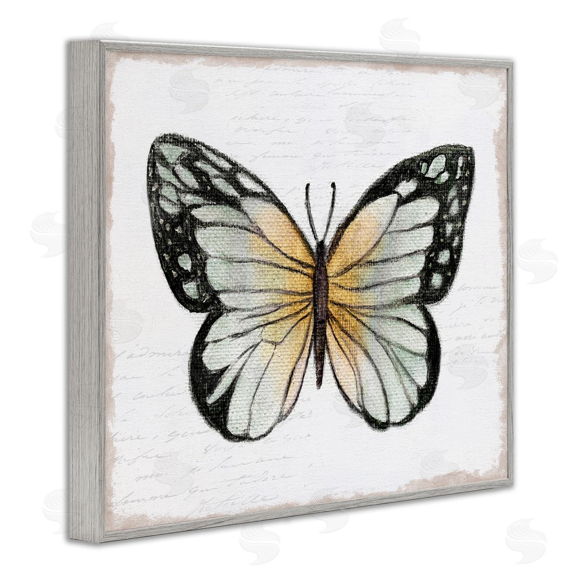 Janet Tava Monarch Butterfly Visage Gray Framed Giclee Wall Art Print