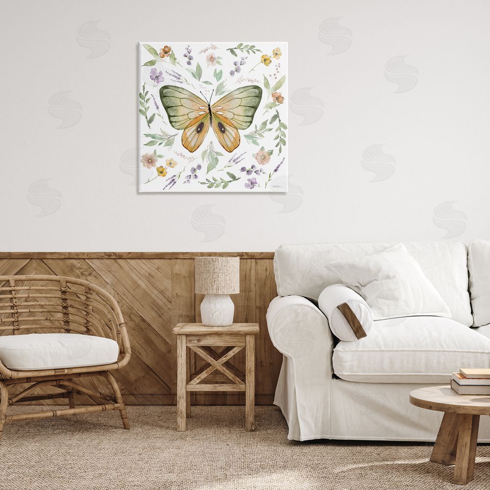 Carol Robinson Cottage Butterfly Botanicals Canvas Wall Art Print in Room