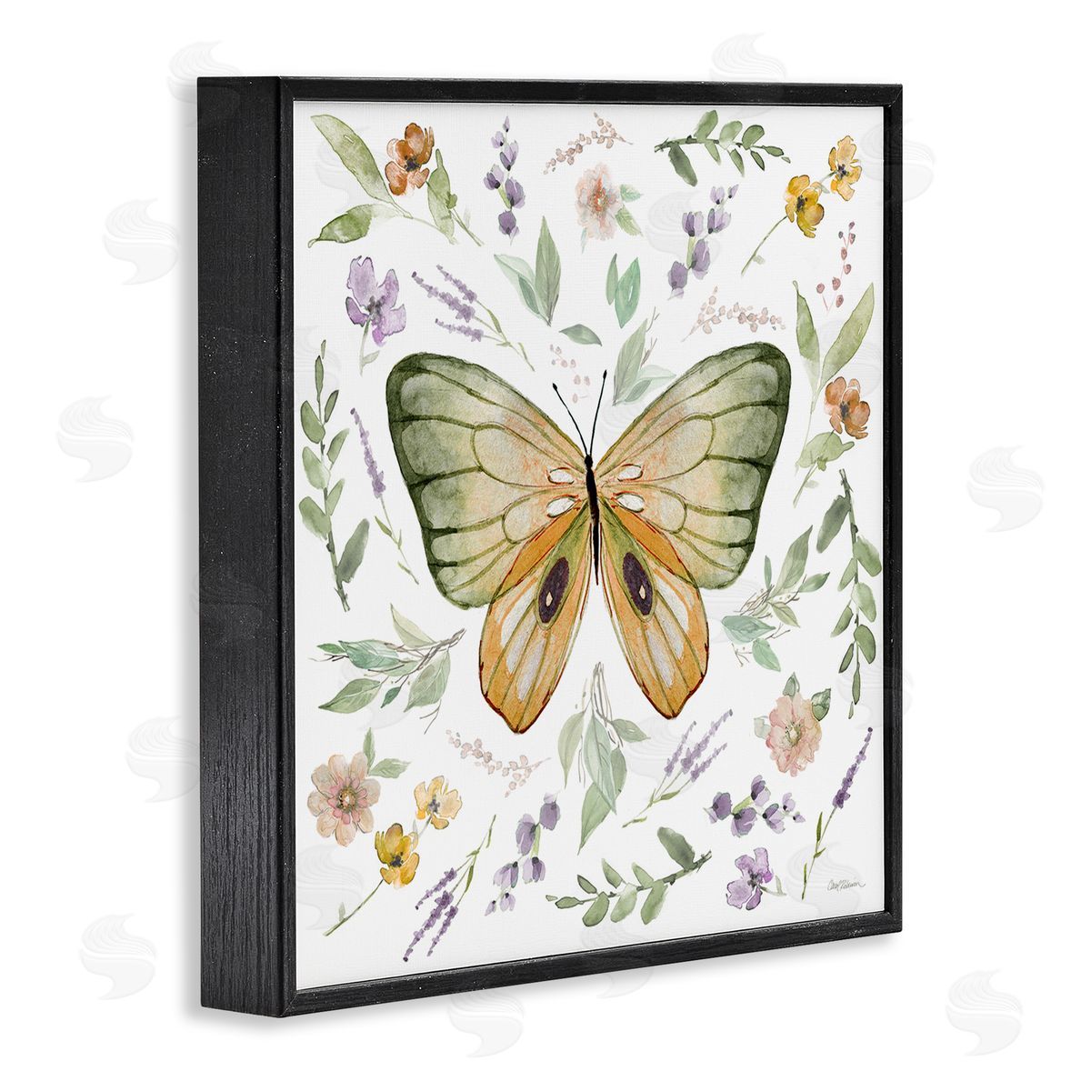 Carol Robinson Cottage Butterfly Botanicals Black Framed Giclee Wall Art Print
