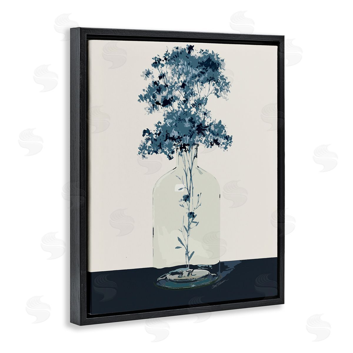 Carol Robinson Blue Nature Sprigs Black Floating Frame Canvas Wall Art Print