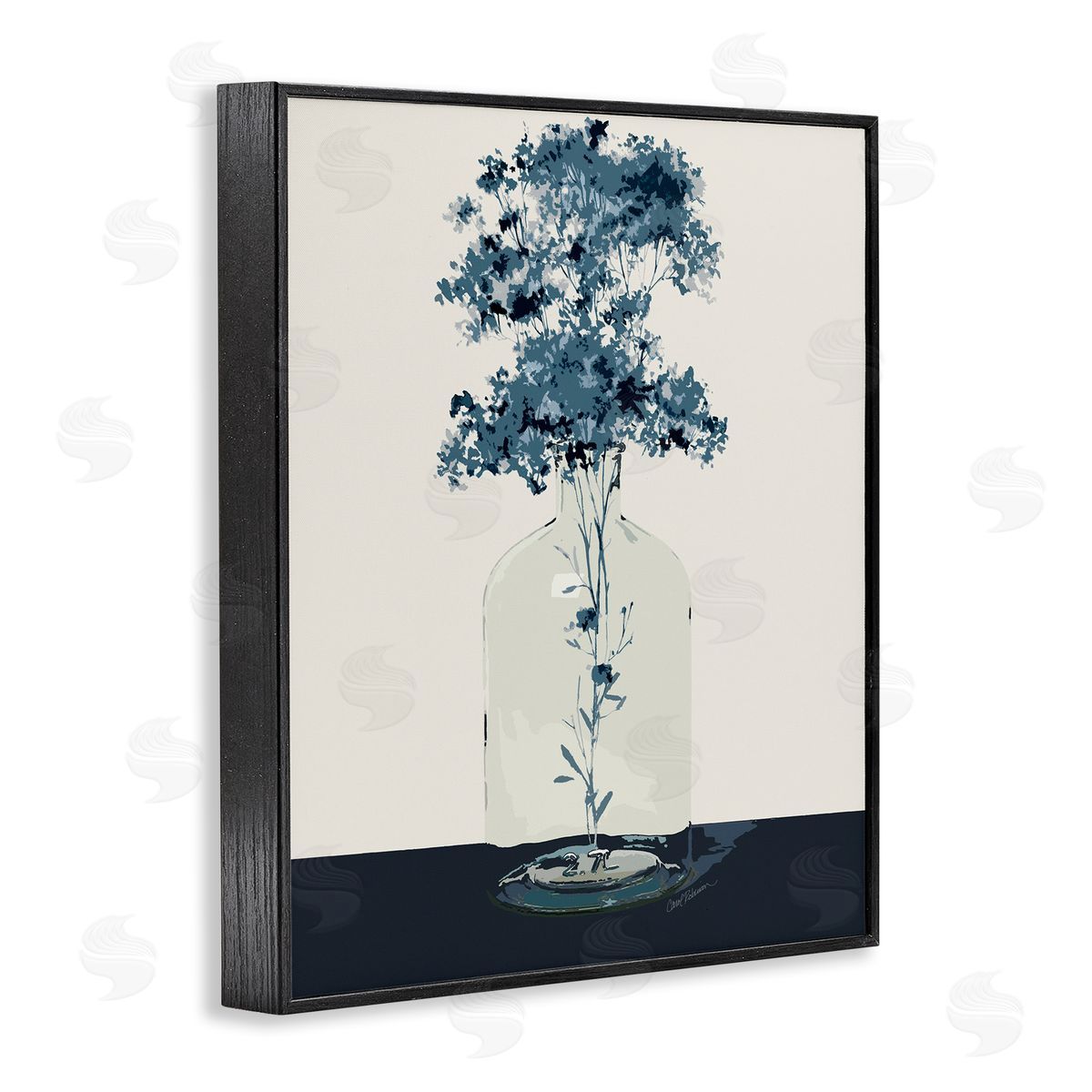 Carol Robinson Blue Nature Sprigs Black Framed Giclee Wall Art Print