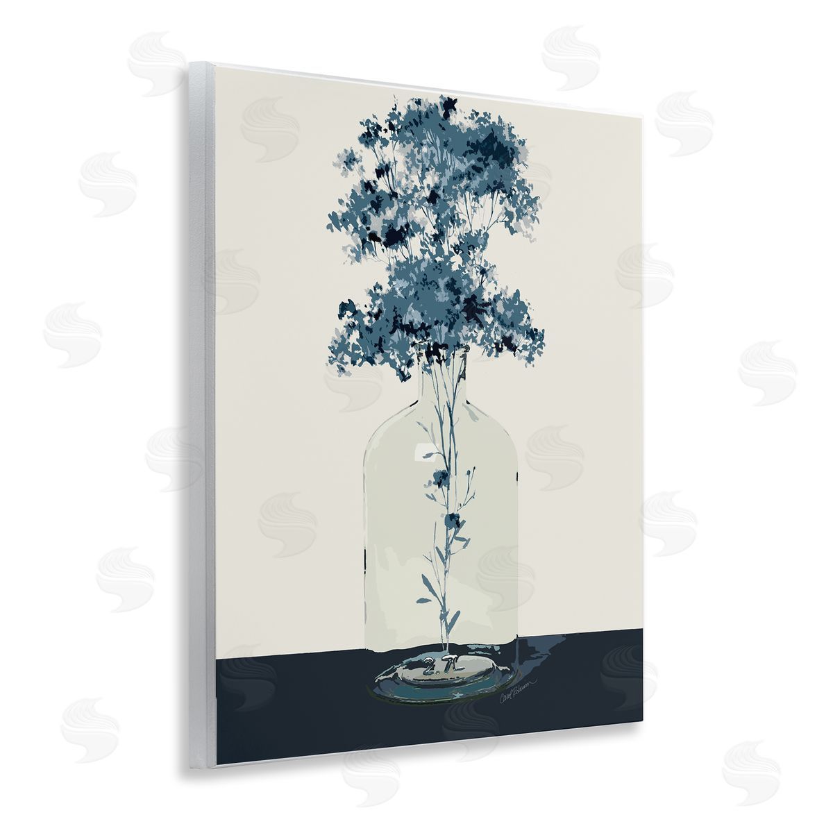 Carol Robinson Blue Nature Sprigs Wooden Wall Plaque Art Print
