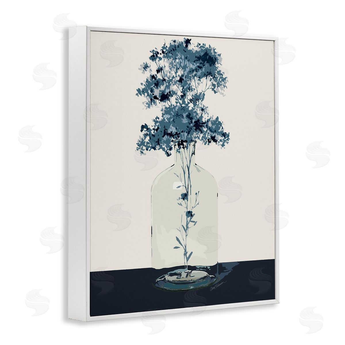 Carol Robinson Blue Nature Sprigs White Framed Giclee Wall Art Print