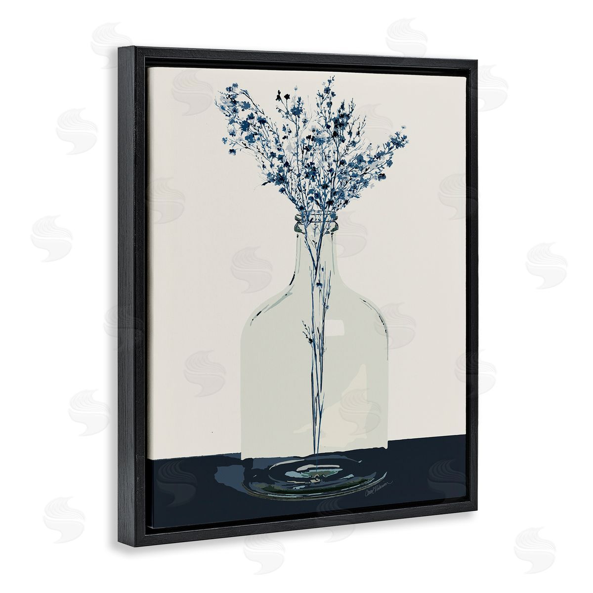 Carol Robinson Wildflowers in Glass Vase Black Floating Frame Canvas Wall Art Print