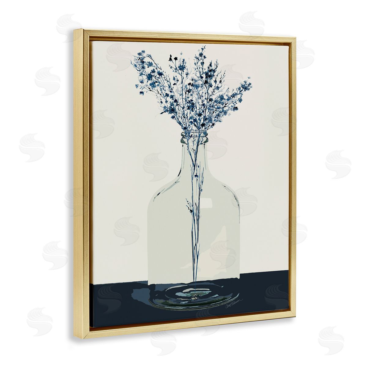 Carol Robinson Wildflowers in Glass Vase Gold Floating Frame Canvas Wall Art Print