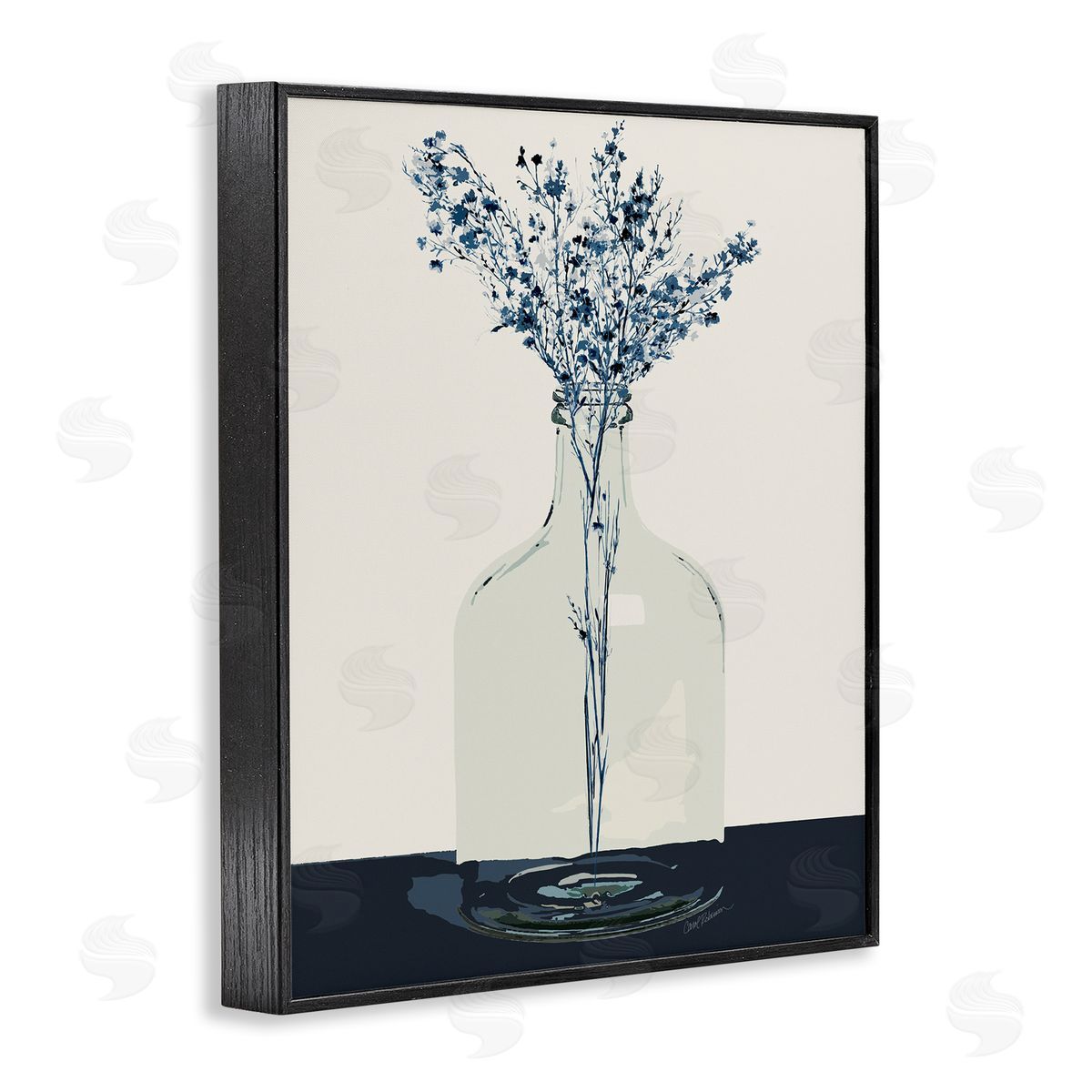 Carol Robinson Wildflowers in Glass Vase Black Framed Giclee Wall Art Print