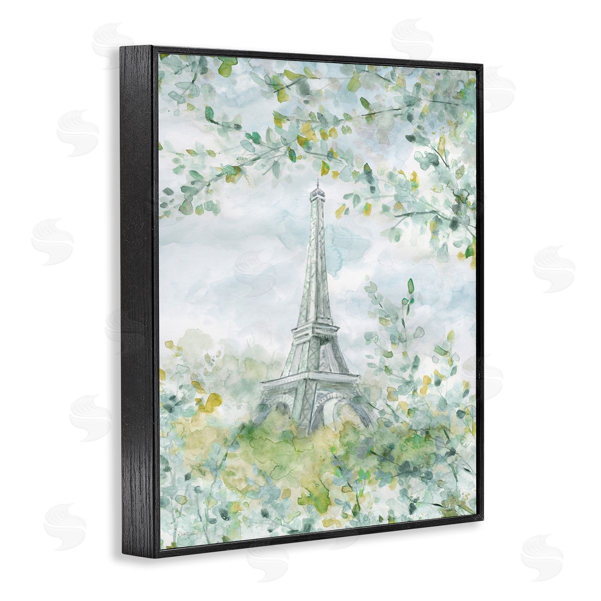 Carol Robinson Eiffel Tower Through Branches Black Framed Giclee Wall Art Print
