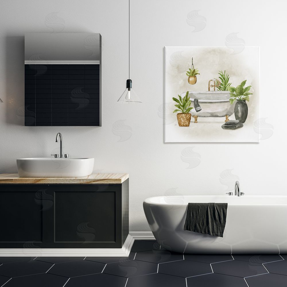 Nan Bathroom with Plants Canvas Wall Art Print in Room