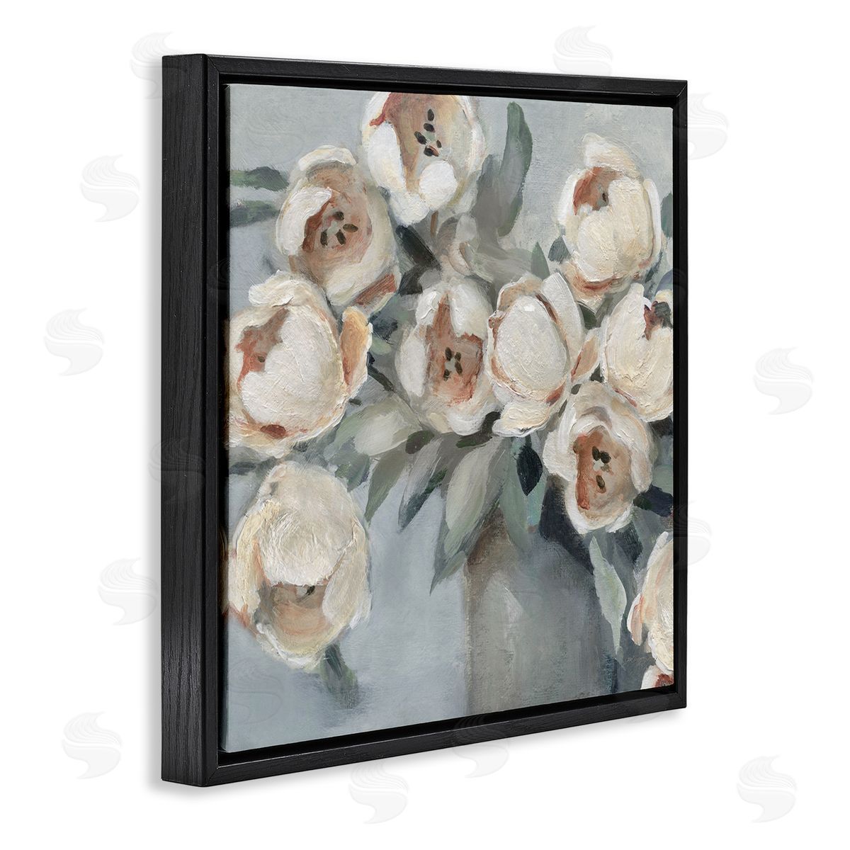 Carol Robinson Blooming Round Peonies Black Floating Frame Canvas Wall Art Print
