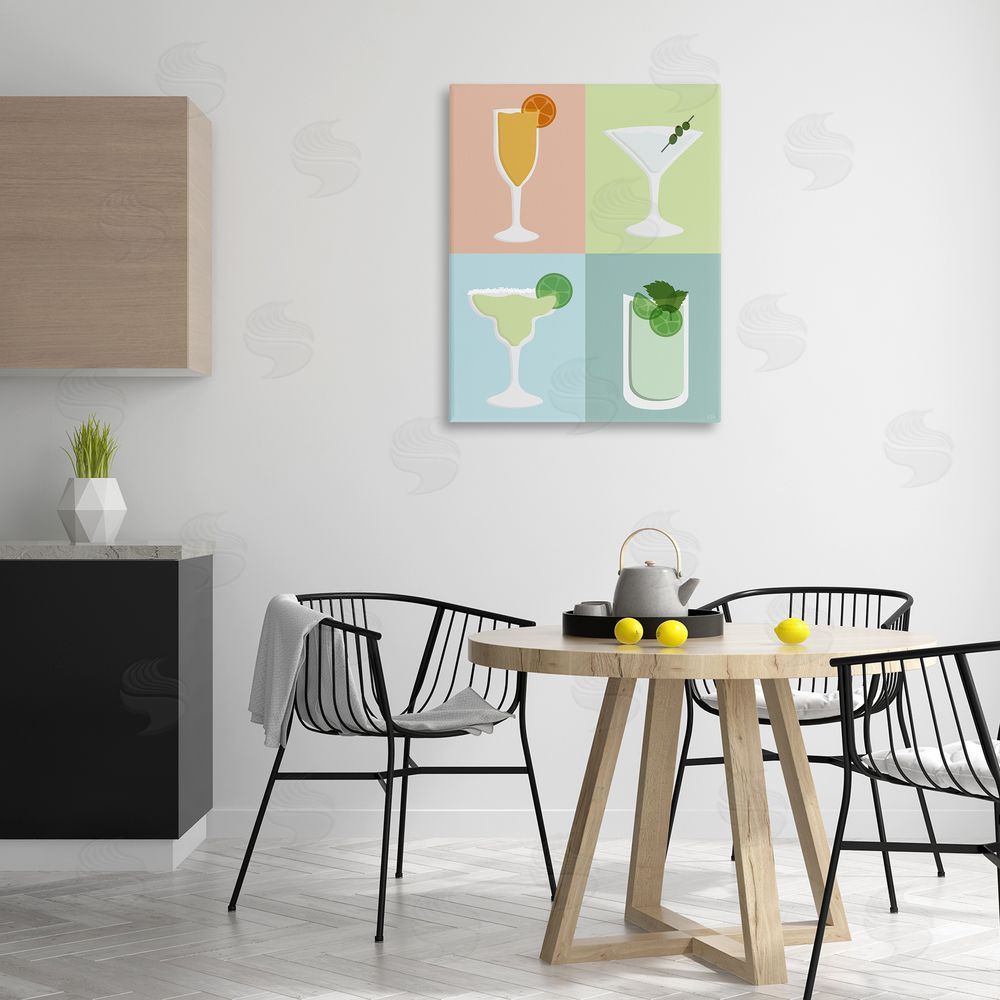 Natalie Carpentieri Pastel Bar Cocktails Canvas Wall Art Print in Room