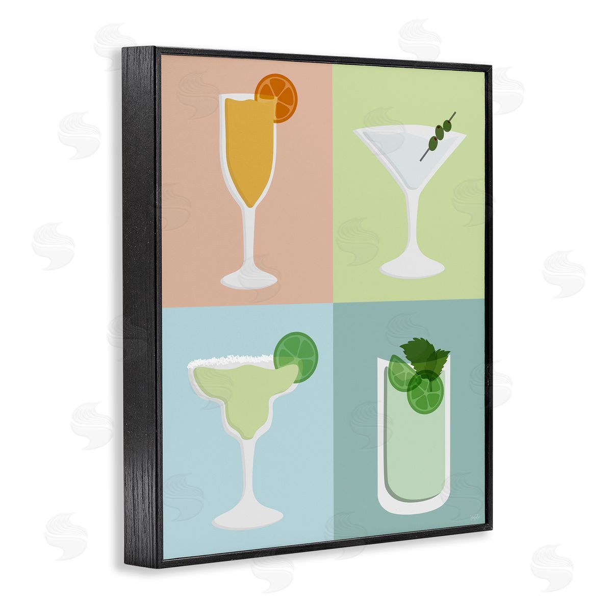 Natalie Carpentieri Pastel Bar Cocktails Black Framed Giclee Wall Art Print
