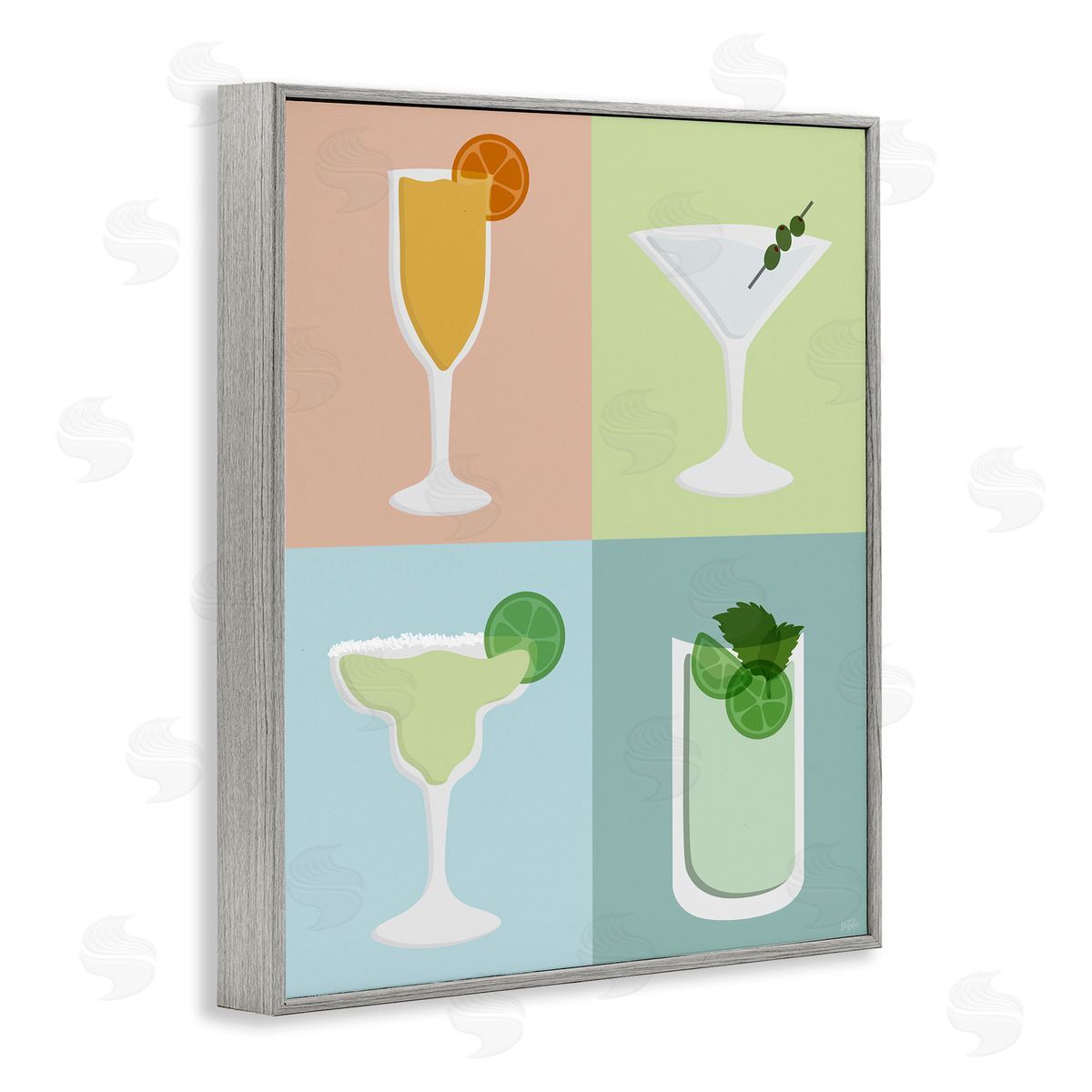 Natalie Carpentieri Pastel Bar Cocktails Gray Framed Giclee Wall Art Print