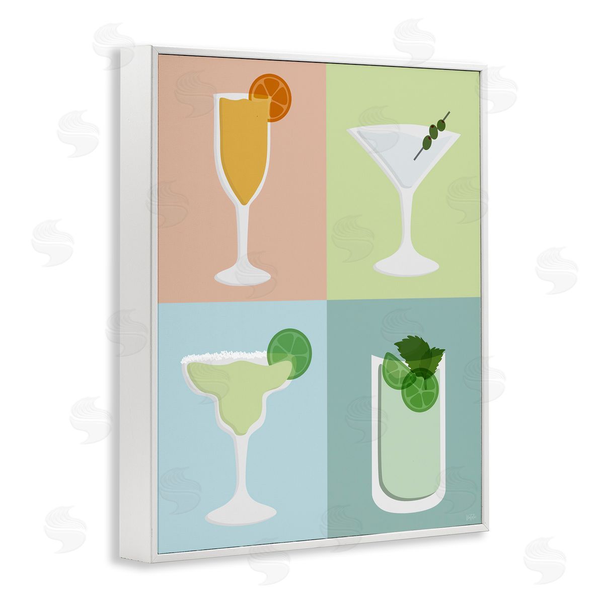 Natalie Carpentieri Pastel Bar Cocktails White Framed Giclee Wall Art Print