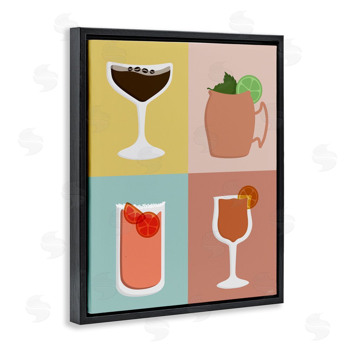 Natalie Carpentieri Mixed Cocktail Drinks Black Floating Frame Canvas Wall Art Print