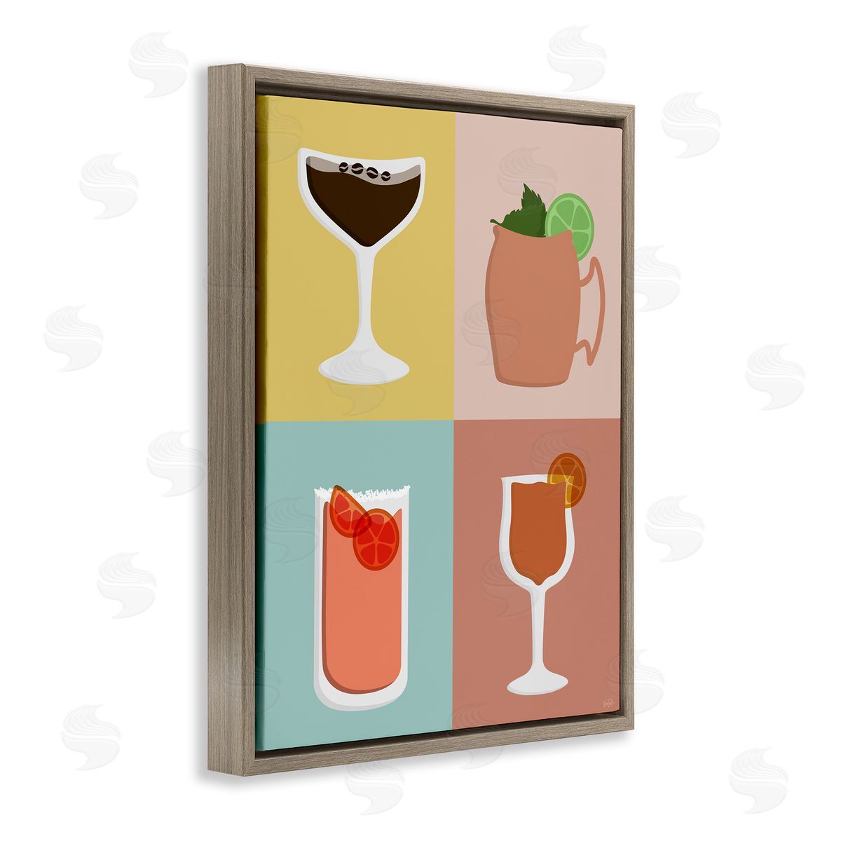 Natalie Carpentieri Mixed Cocktail Drinks Brown Floating Frame Canvas Wall Art Print
