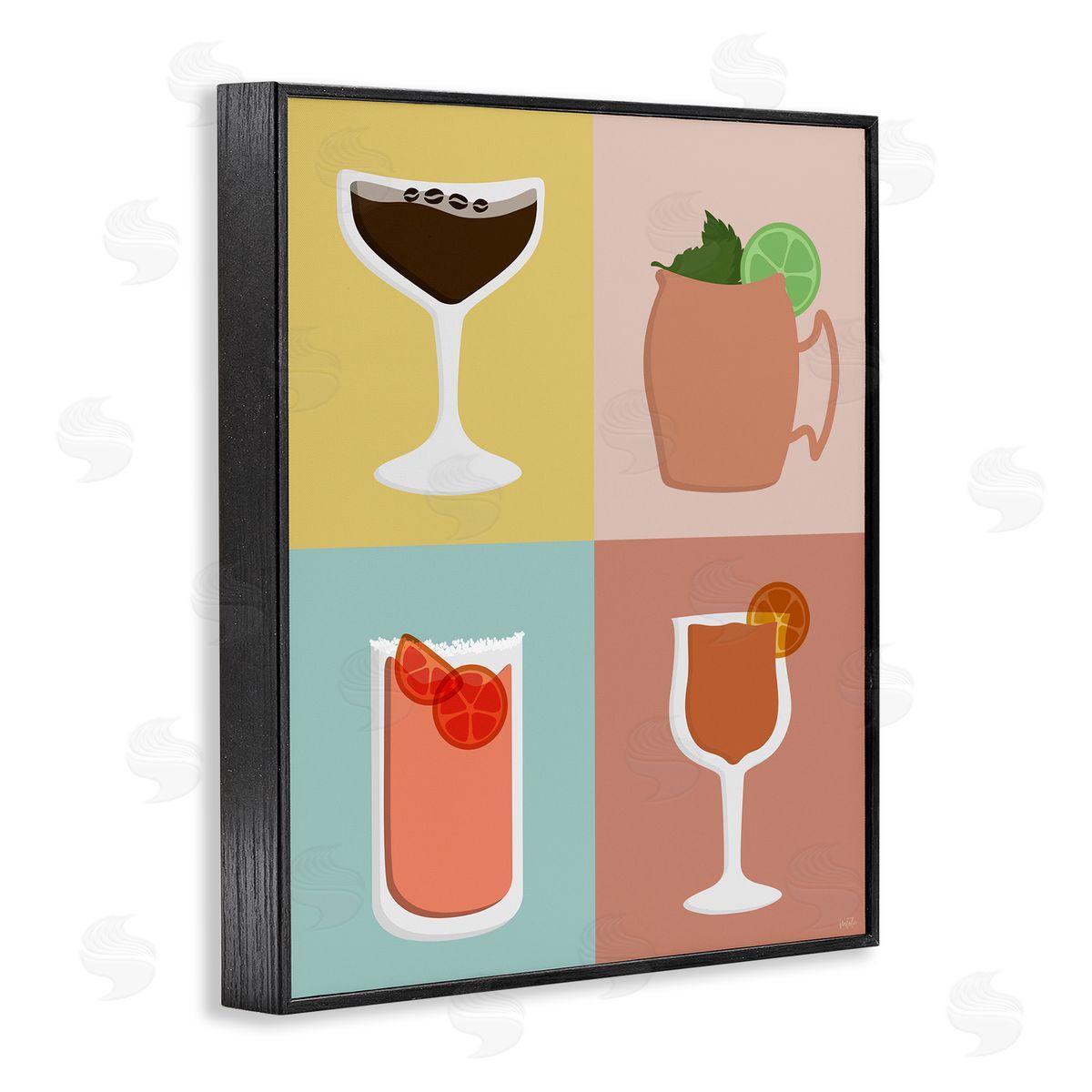 Natalie Carpentieri Mixed Cocktail Drinks Black Framed Giclee Wall Art Print