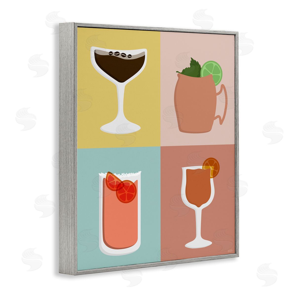 Natalie Carpentieri Mixed Cocktail Drinks Gray Framed Giclee Wall Art Print