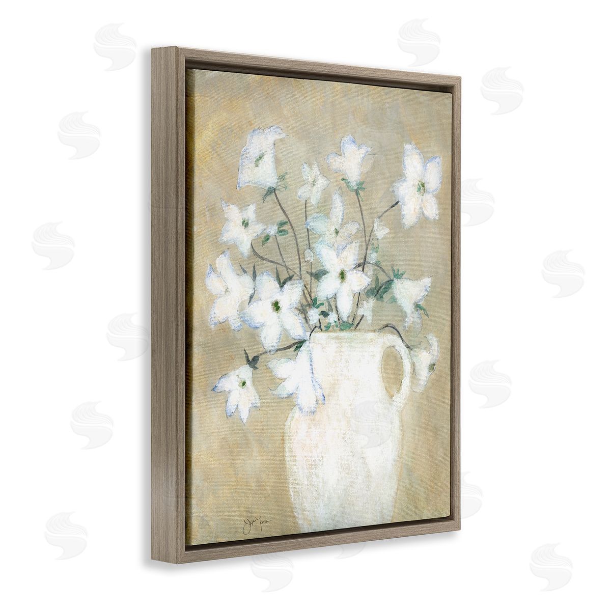 Janet Tava Beige Rustic Pottery Brown Floating Frame Canvas Wall Art Print