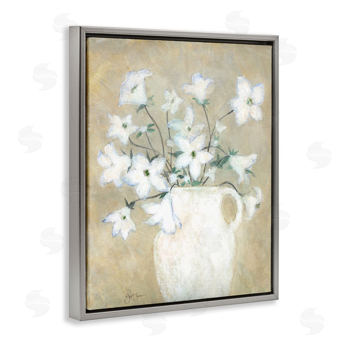 Janet Tava Beige Rustic Pottery Gray Floating Frame Canvas Wall Art Print