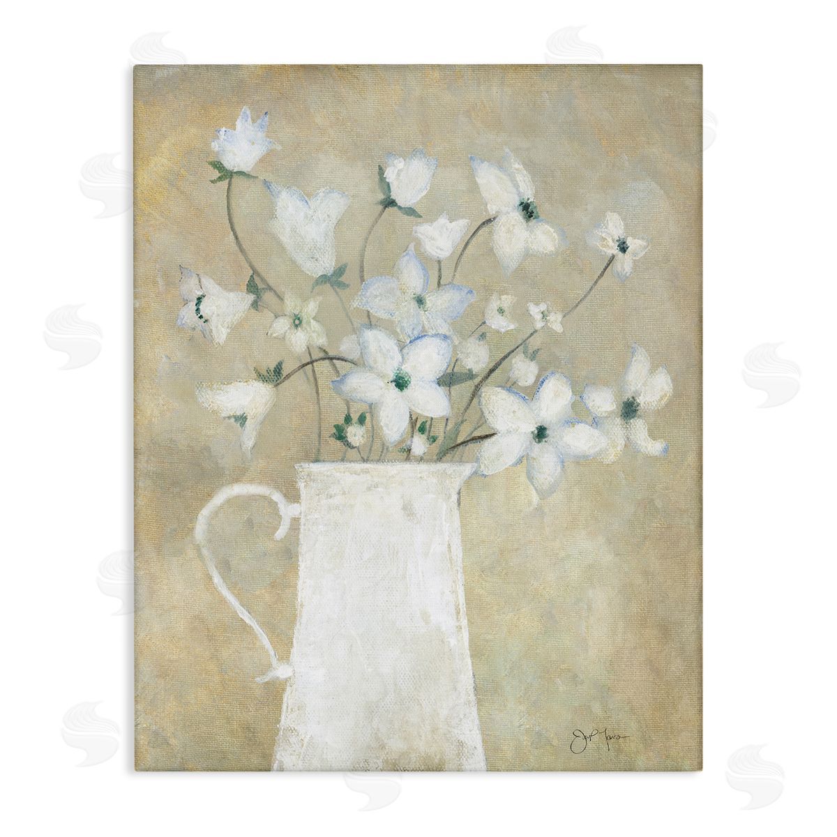 Janet Tava Rustic Pottery Bouquet Canvas Wall Art Print