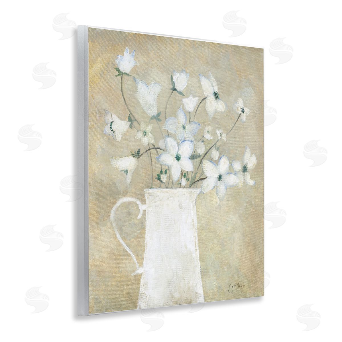 Janet Tava Rustic Pottery Bouquet Wooden Wall Plaque Art Print