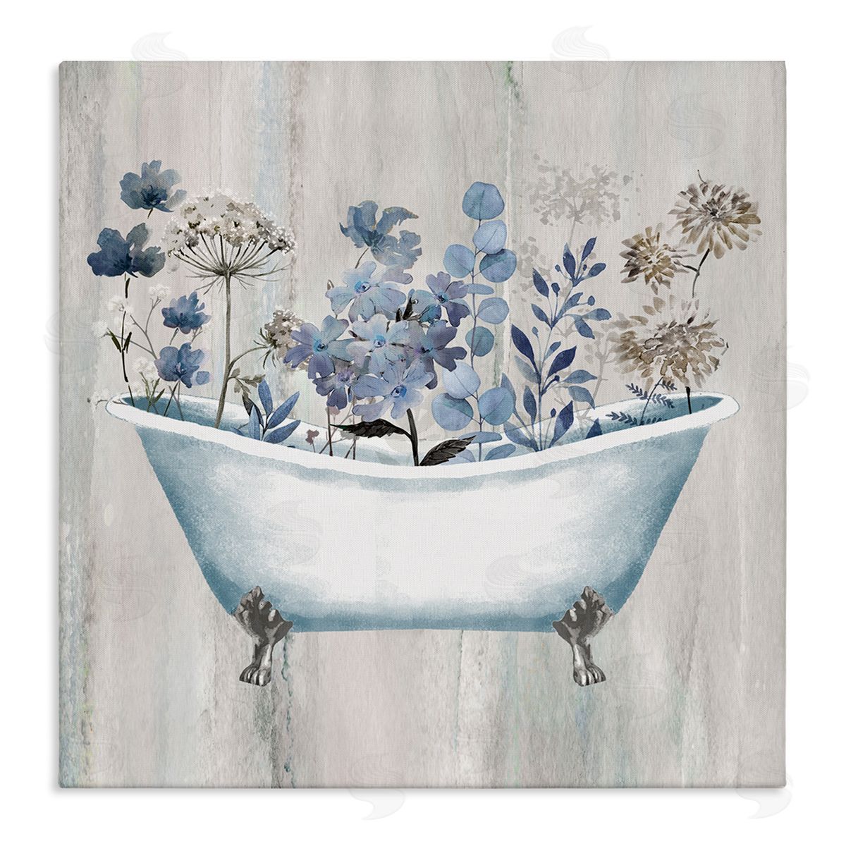 Conrad Knutsen Rustic Blue Floral Tub Canvas Wall Art Print
