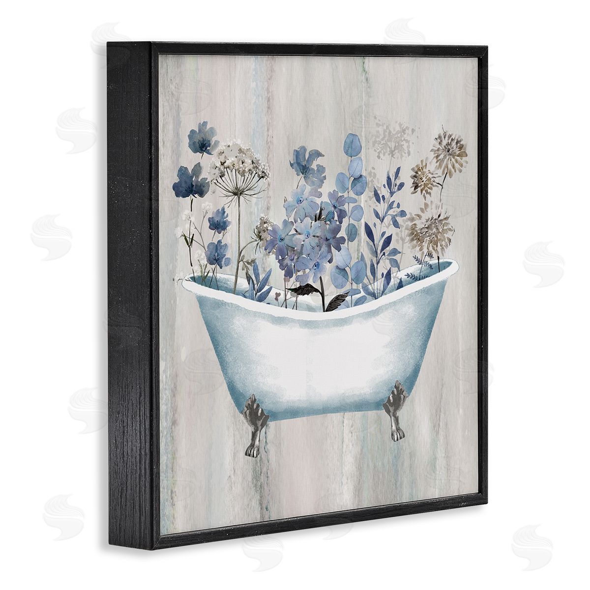 Conrad Knutsen Rustic Blue Floral Tub Black Framed Giclee Wall Art Print