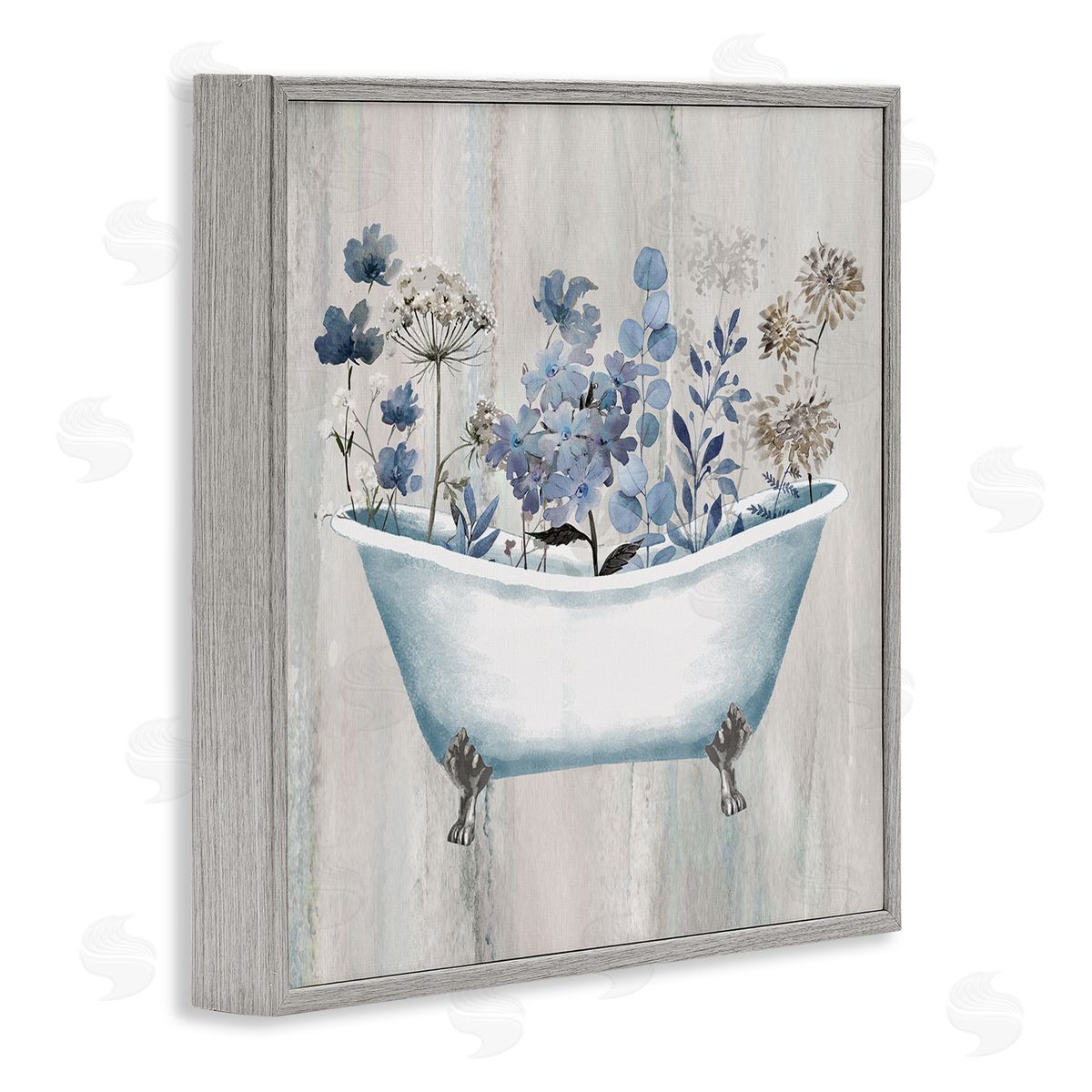 Conrad Knutsen Rustic Blue Floral Tub Gray Framed Giclee Wall Art Print