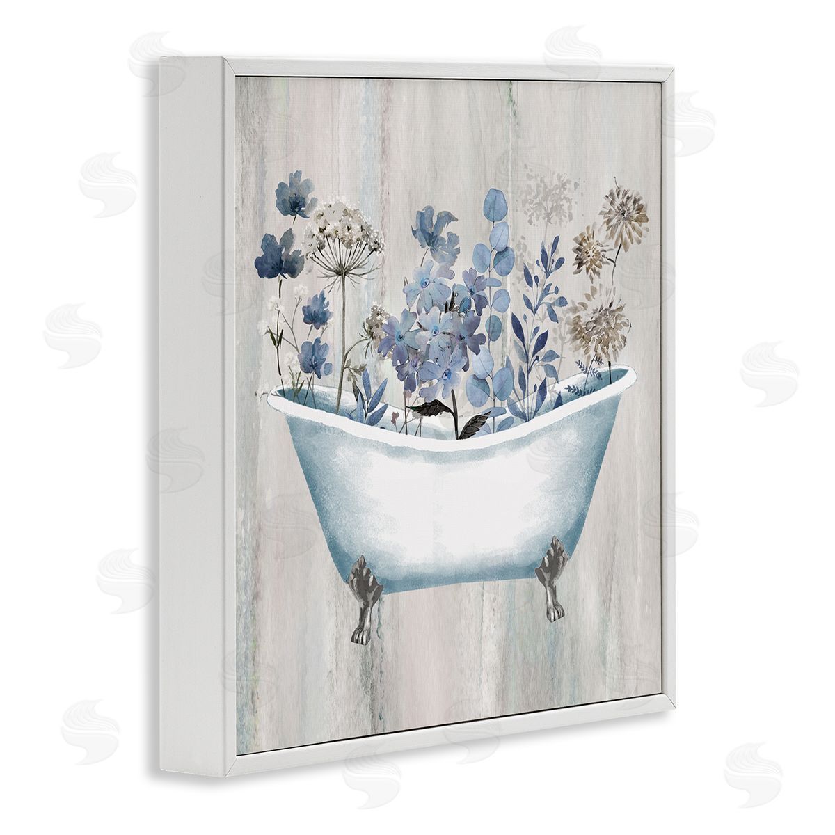 Conrad Knutsen Rustic Blue Floral Tub White Framed Giclee Wall Art Print