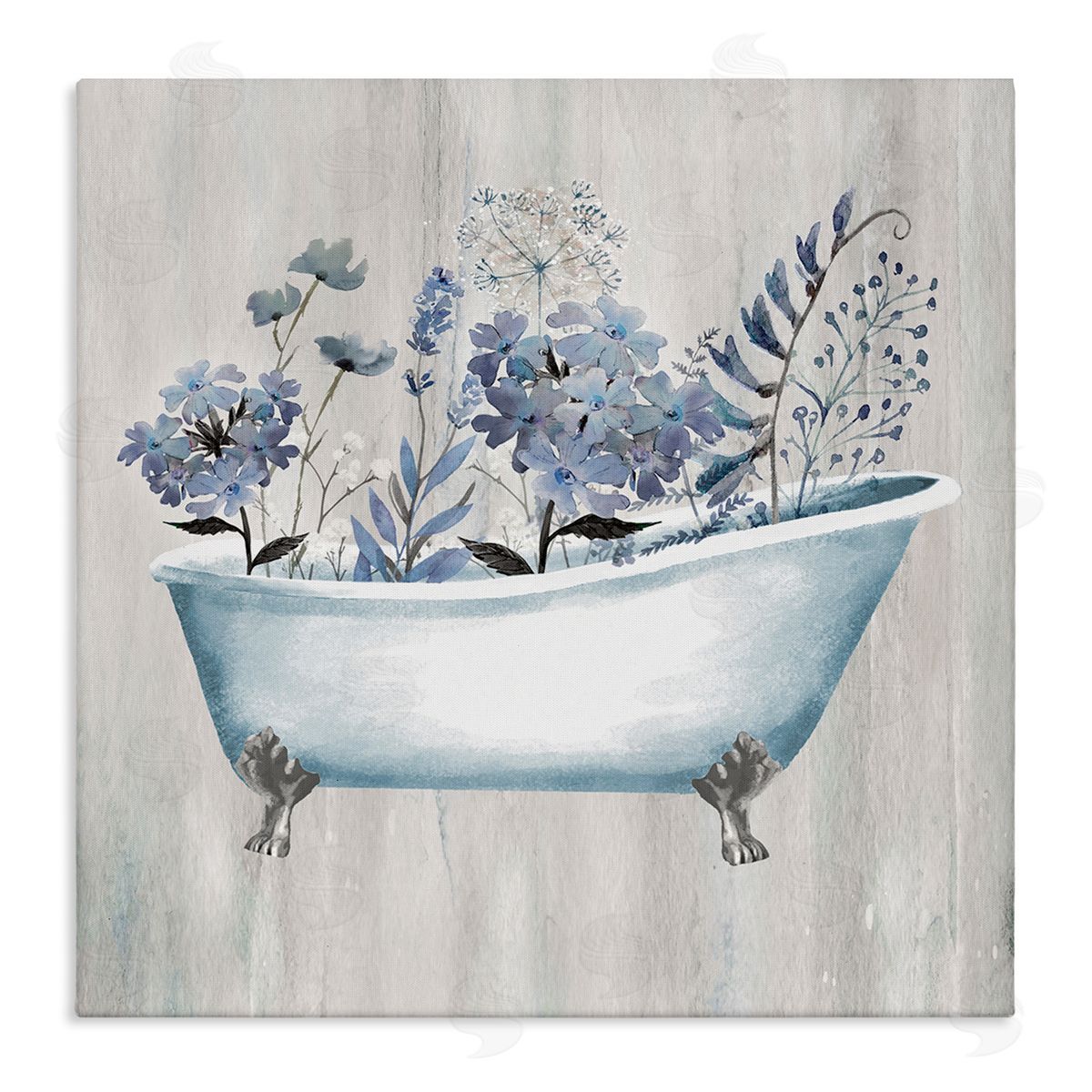 Conrad Knutsen Vintage Tub & Blue Florals Canvas Wall Art Print