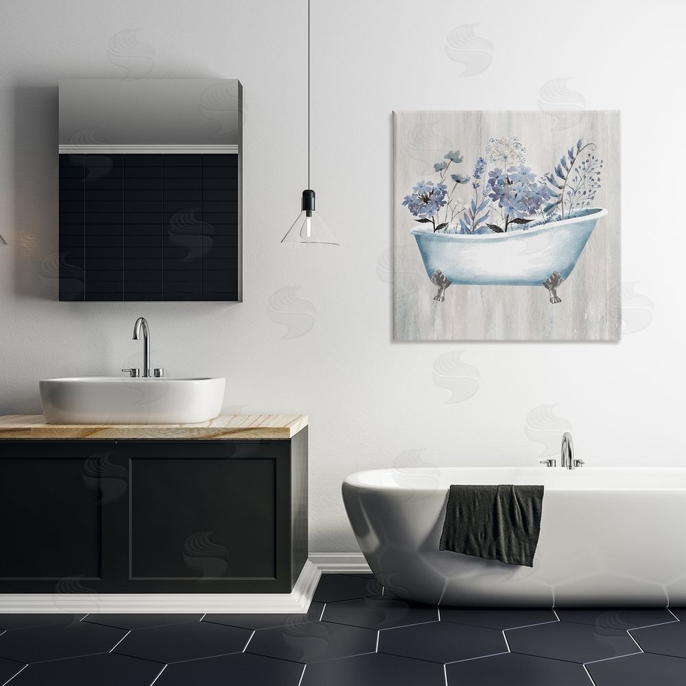 Conrad Knutsen Vintage Tub & Blue Florals Canvas Wall Art Print in Room