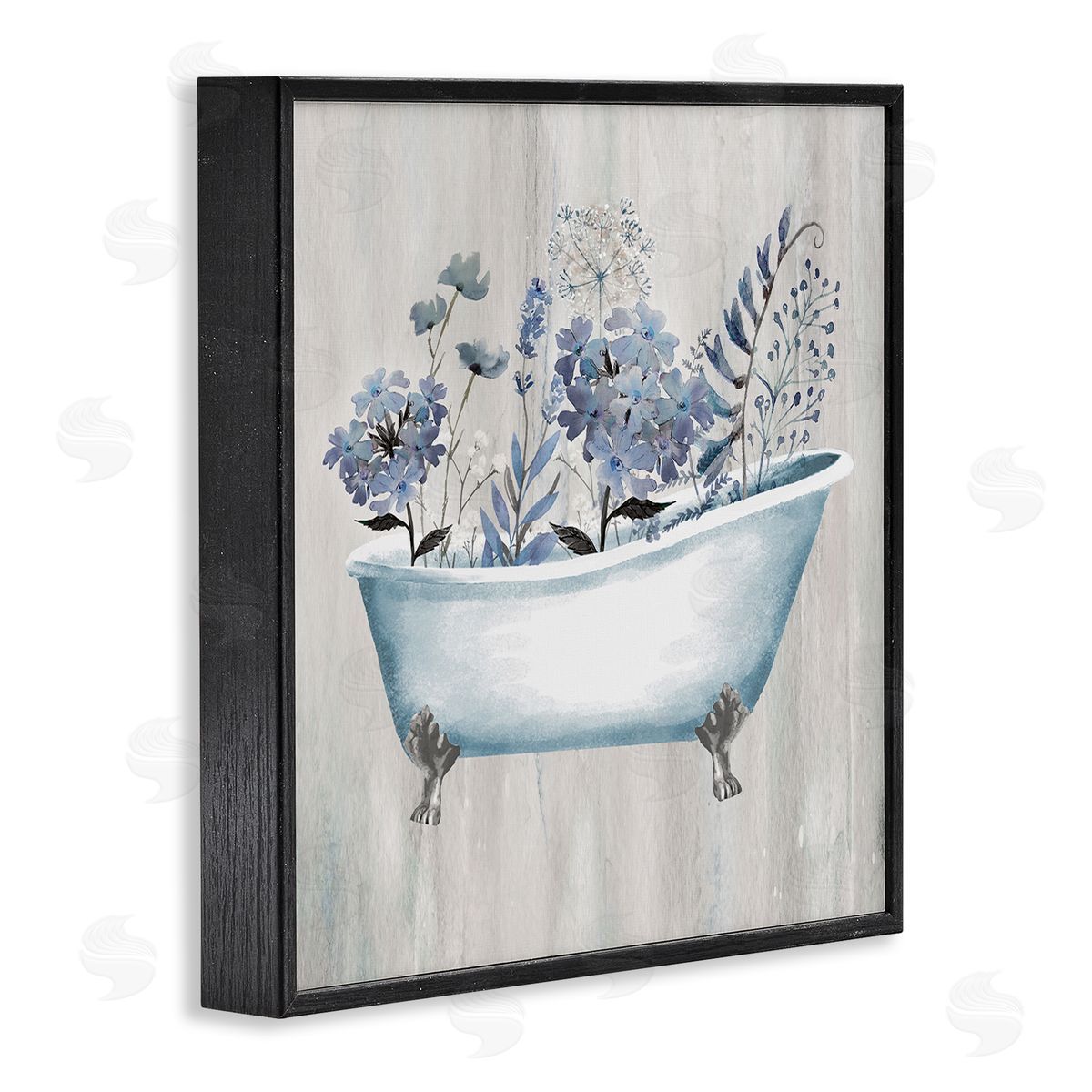 Conrad Knutsen Vintage Tub & Blue Florals Black Framed Giclee Wall Art Print