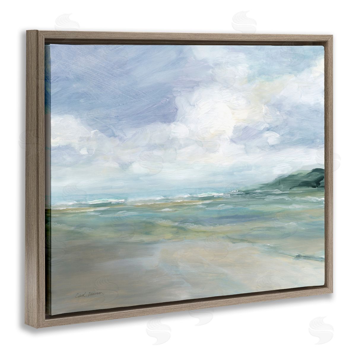 Carol Robinson Scenic Blue Landscape Brown Floating Frame Canvas Wall Art Print